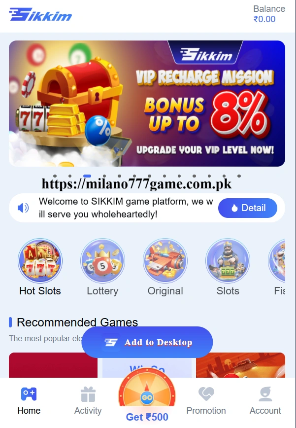 Sikkim Game interface screenshot