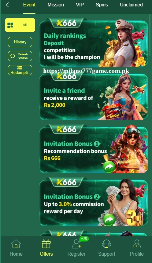 K666 Game rewards