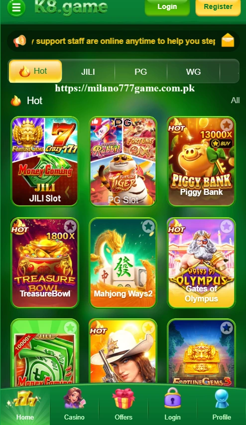 K8 Game interface screenshot