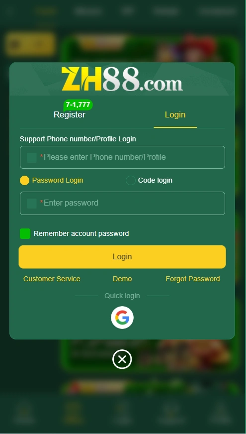 ZH88 Game login