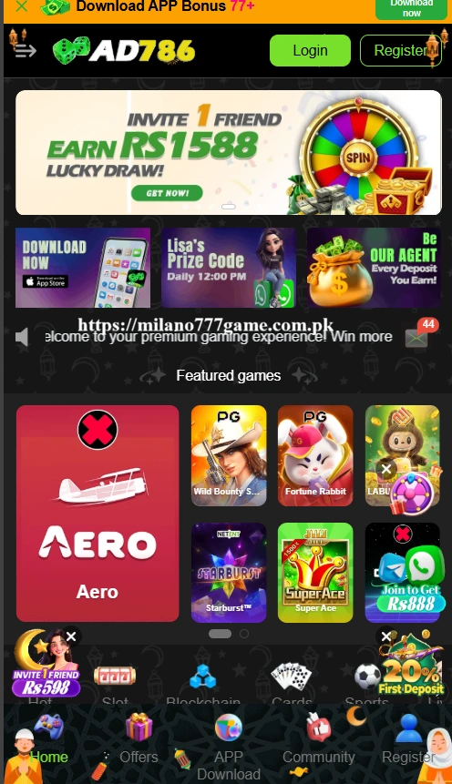 Ad786 Game interface screenshot