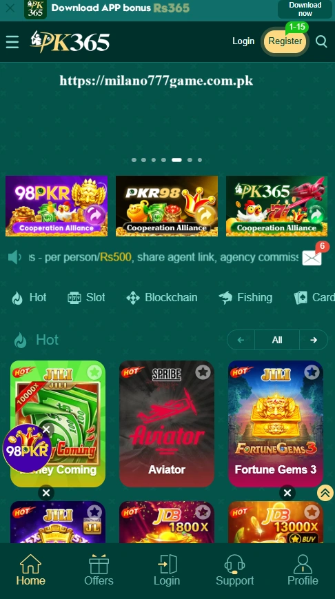 PK365 Game interface screenshot