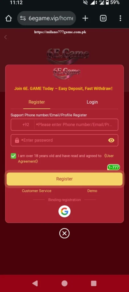 6E Game login